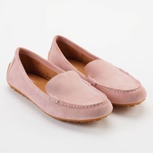 Born Women's Pink Leather Driving Loafers Suede